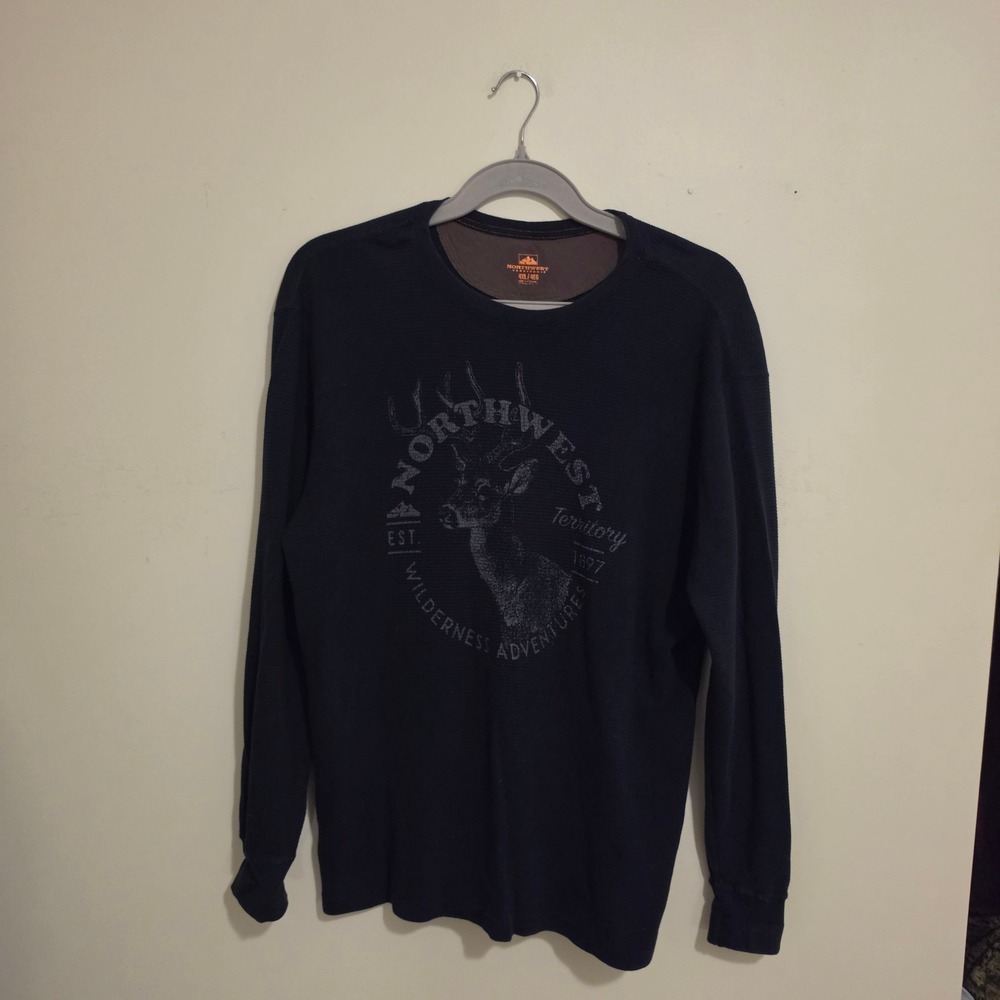 Northwest Territory Thermal Shirt Mens 4XL Navy Blue Buck Graphic Waffle